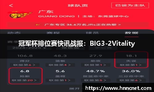 冠军杯排位赛快讯战报：BIG3-2Vitality